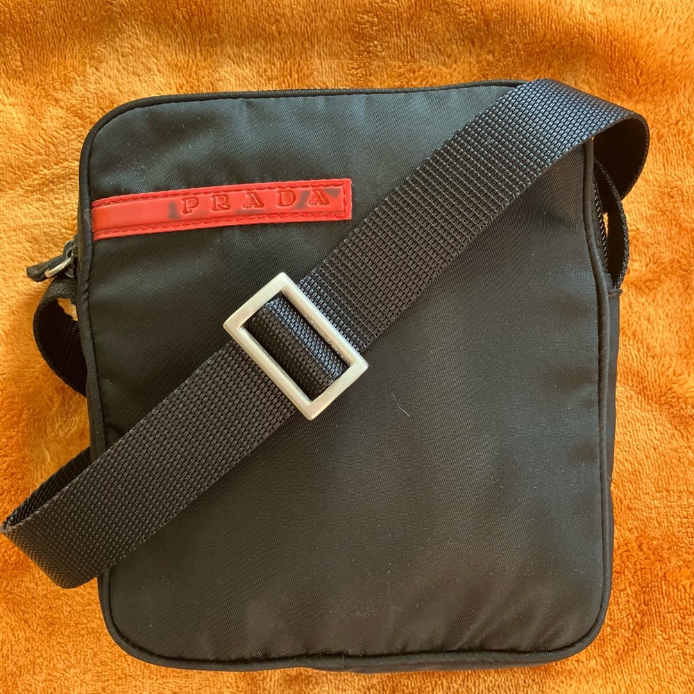 Prada Black Crossbody Bag Nylon with adjustable shoulder strap zipper